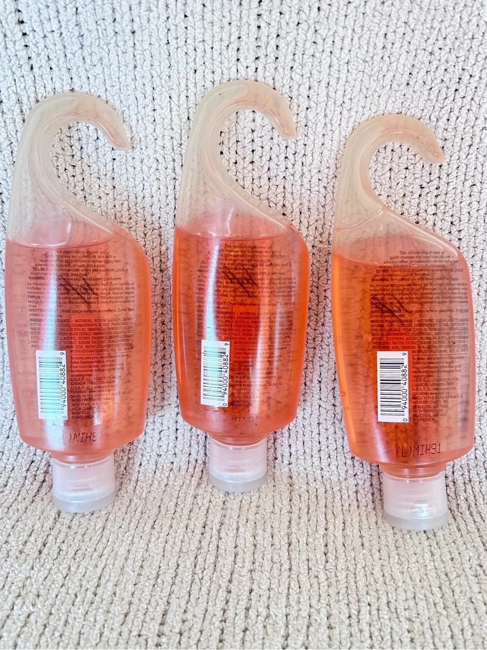 Set of 3 new Avon Skin So Soft Soft & Sensual Peach-Tinted Shower Gel